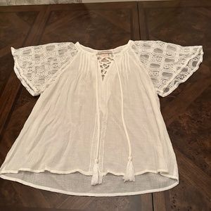 Womens white sheer dressy blouse